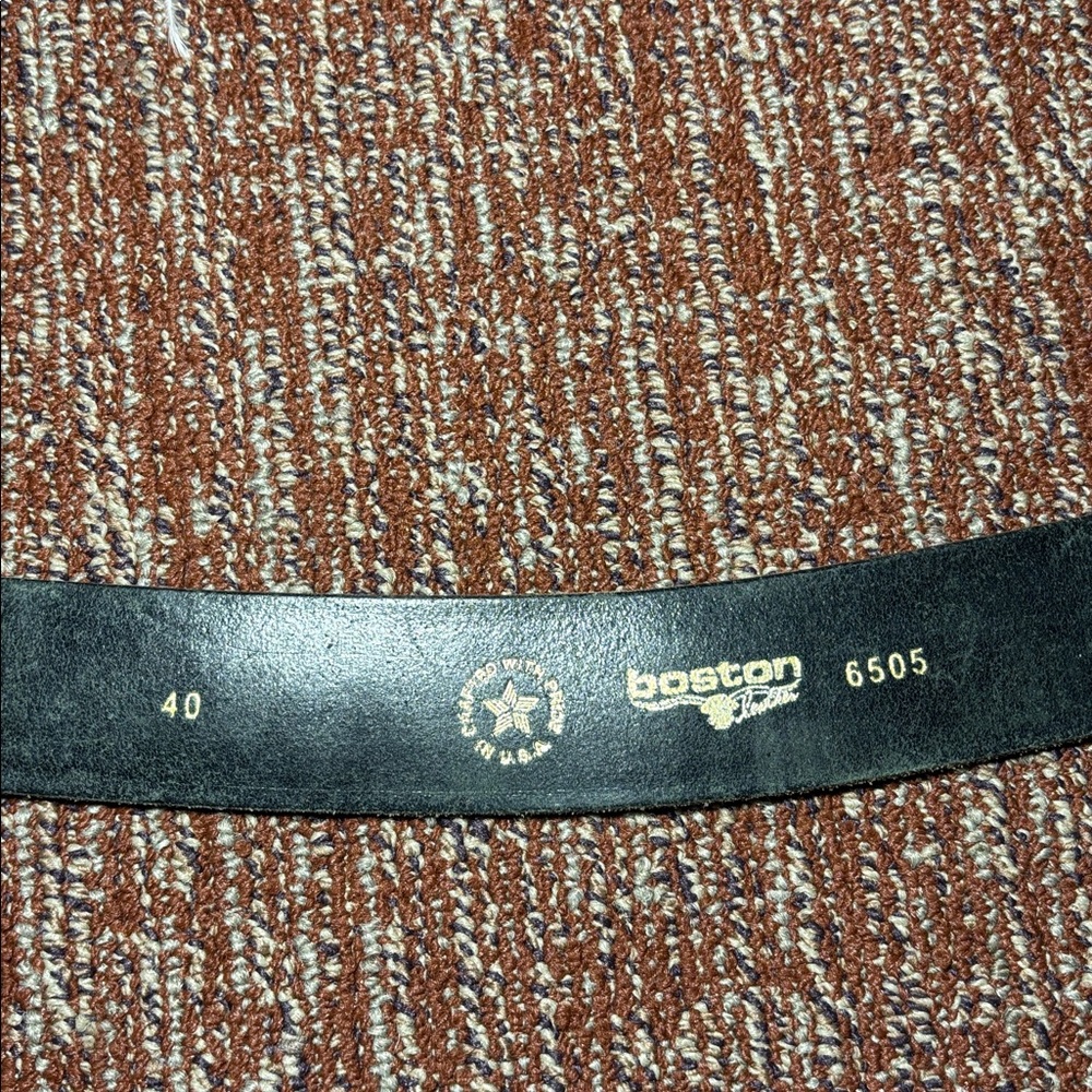Boston leather thick leather belt black wide width heavy duty leather belt 40 - Picture 6 of 10